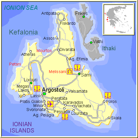 kefalonia map airport and ports