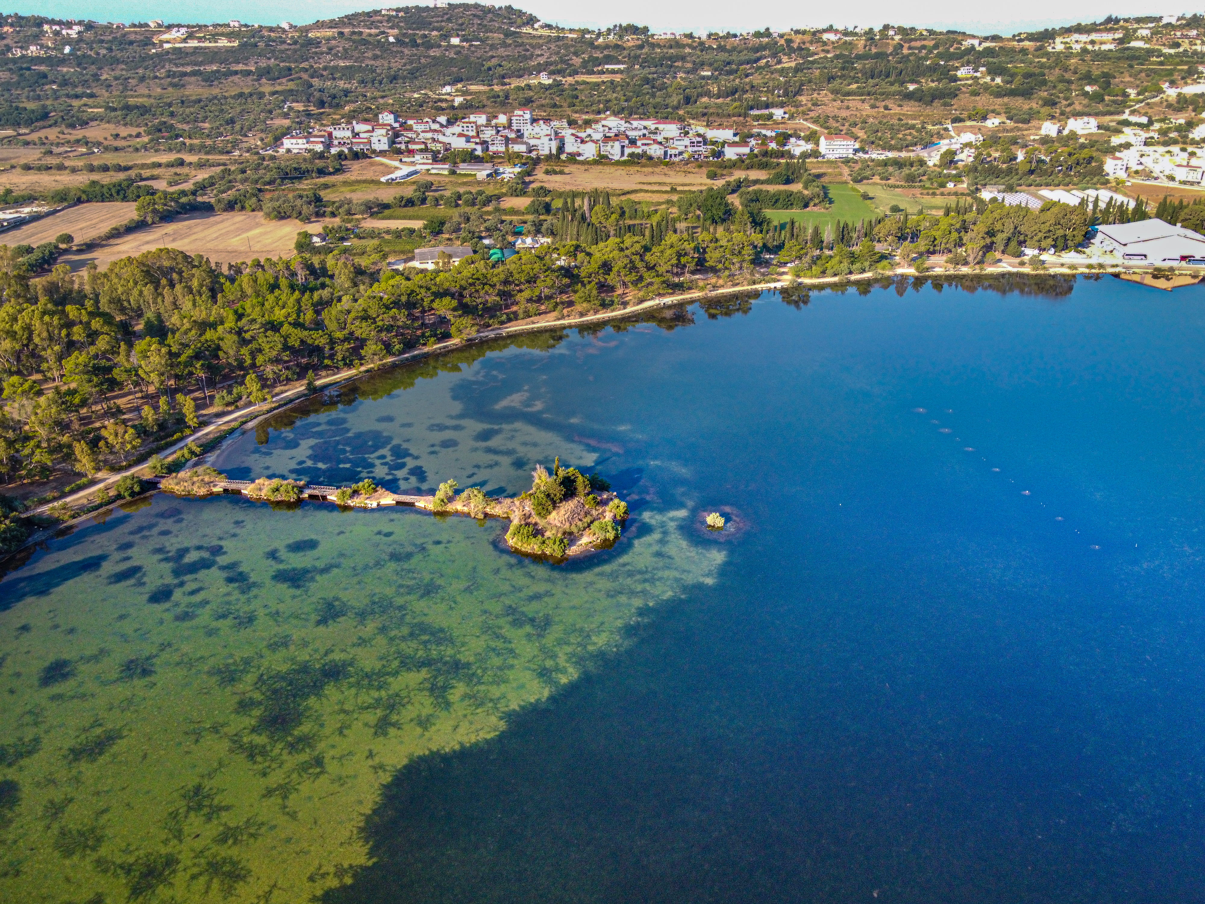 Panoramic view of Koutavos Lagoon from above